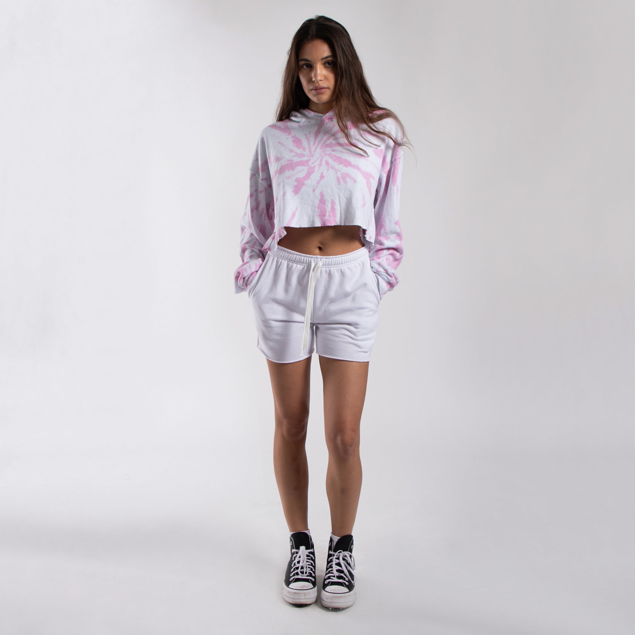 6036TD - Women's Cropped Tie Dye Hoodie