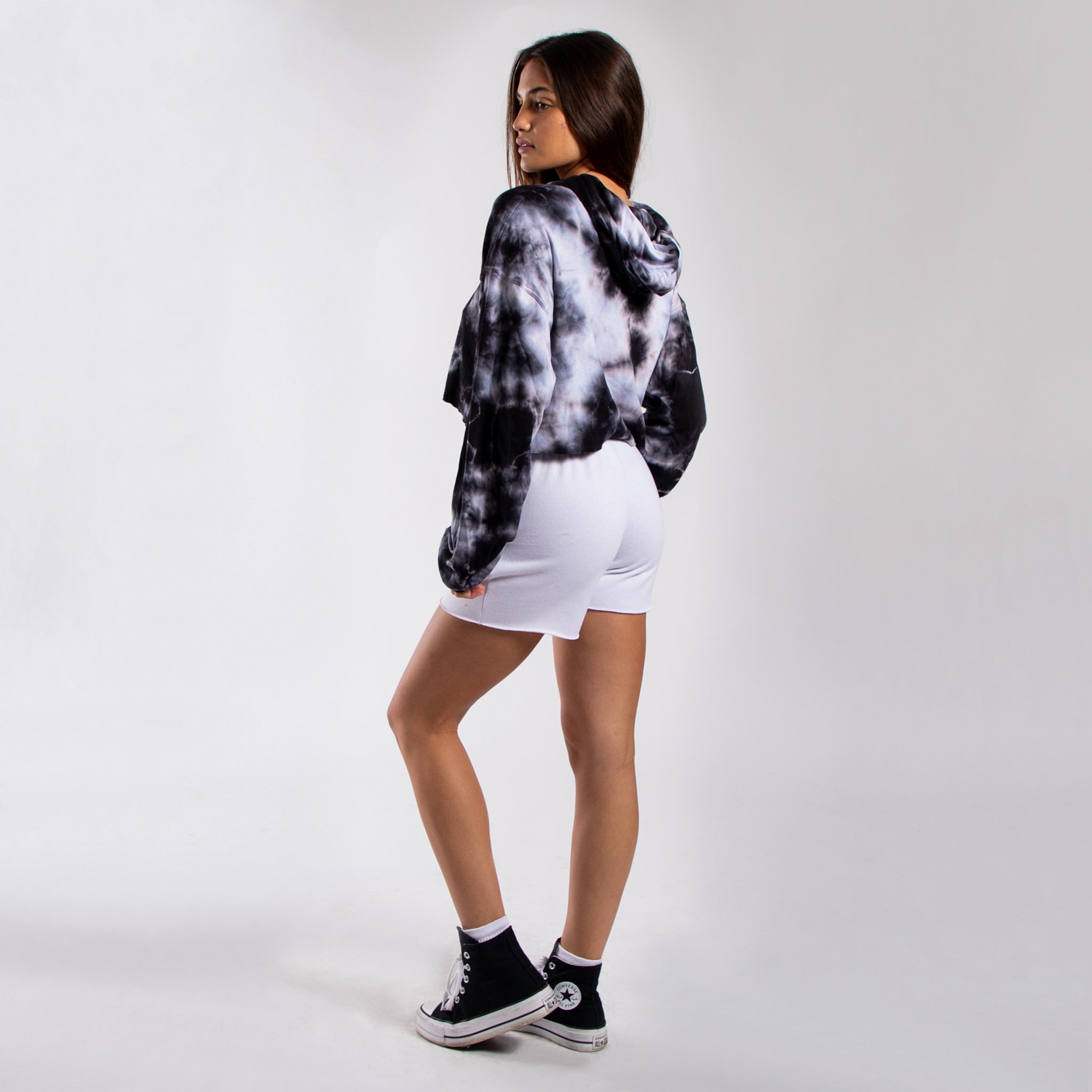 6036TD - Women's Cropped Tie Dye Hoodie