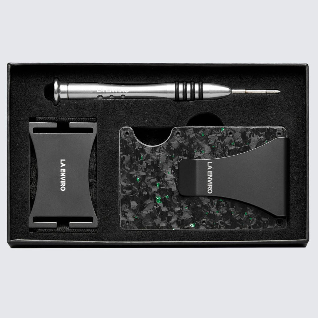 LORNE Forged Carbon Wallet I Gloss Green