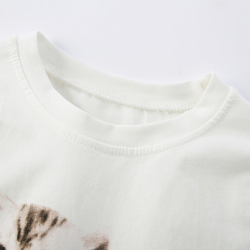 Autumn and Spring Arrival Animals Cartoon Pattern Long Sleeves Pullover for Stylish Girls