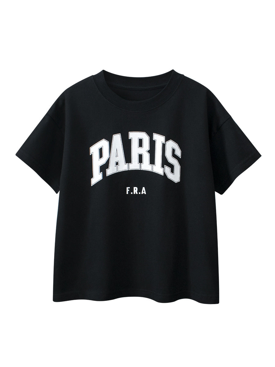 Boys and Girls’ Letters Print T-shirt in European and American Style