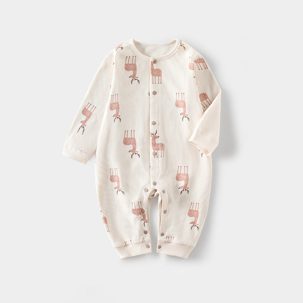 Spring Arrival Baby Unisex Long Sleeves Simple Pattern Rompers
