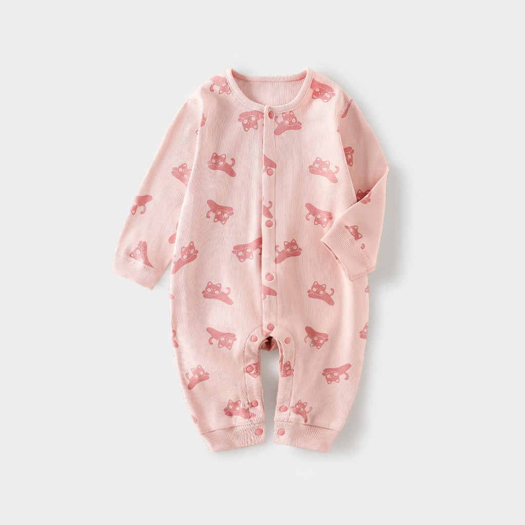 Spring Arrival Baby Unisex Long Sleeves Simple Pattern Rompers